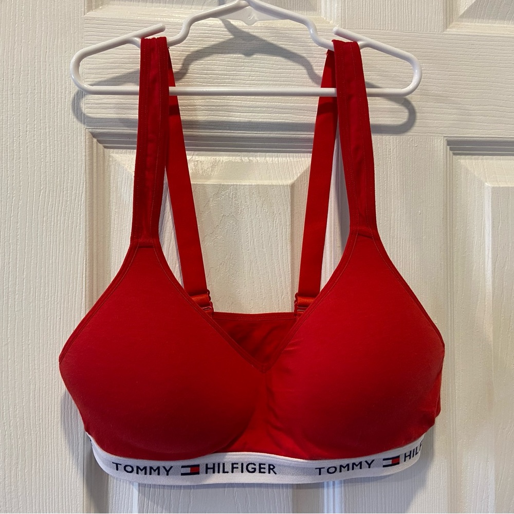 Tommy Hilfiger Red women’s Bra Light Lift Classic Cotton Bralette Size Medium